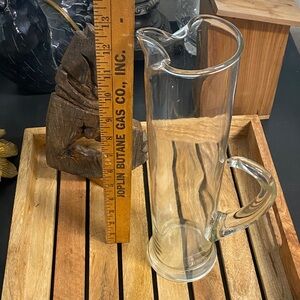 Blown Glass Tall Beverage Pitcher with Handle